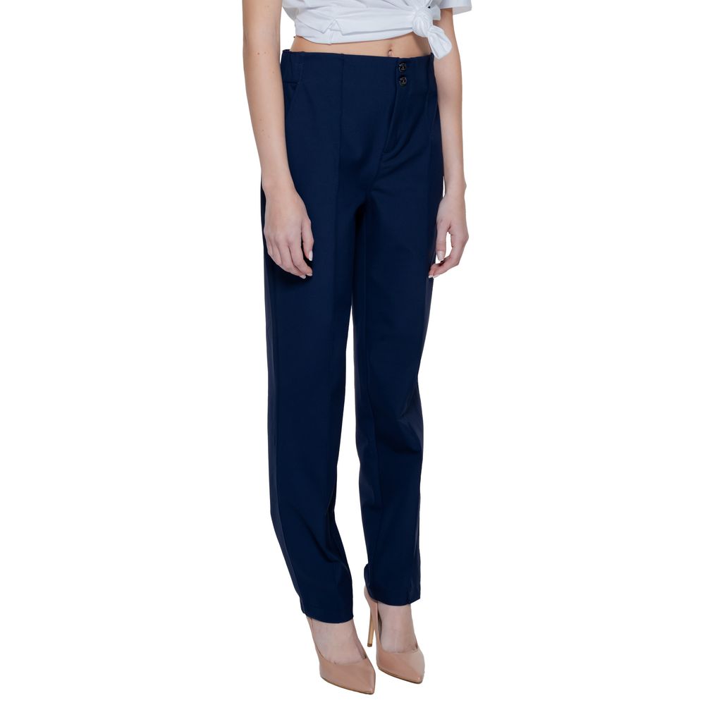 Blue Polyamide Casual Pants