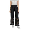 ICHI Black Cotton Casual Pants